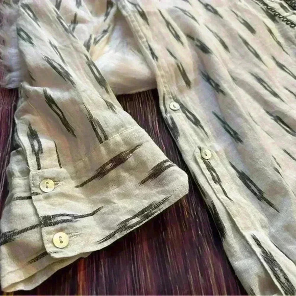 Womens BOHO/Western White/Black/Gray Embroidered Handmade Tunic Top Sz XS/S - Picture 3 of 10